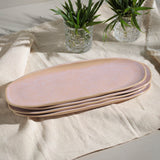SHALLOW OVAL PLATTER LARGE ORGANIC STONEWARE Ø 14.17x5.12" LITCHI
