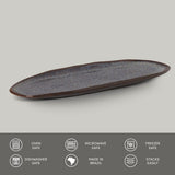 SHALLOW OVAL PLATTER LARGE ORGANIC STONEWARE Ø 14.17x5.12" TITANIUM