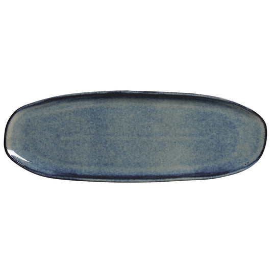 SHALLOW OVAL PLATTER LARGE ORGANIC STONEWARE Ø 14.17x5.12" DENIM