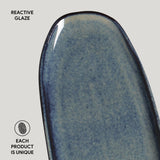 SHALLOW OVAL PLATTER LARGE ORGANIC STONEWARE Ø 14.17x5.12" DENIM