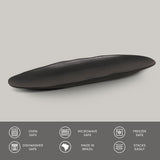 SHALLOW OVAL PLATTER LARGE ORGANIC STONEWARE Ø 14.17x5.12" MATTE BLACK