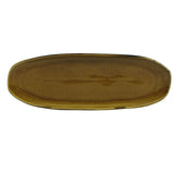 SHALLOW OVAL PLATTER LARGE ORGANIC STONEWARE Ø 14.17x5.12" AMBER