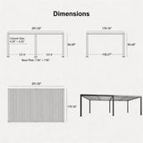 PURPLE LEAF Athena Louvered Pergola Modern Grey Pergola with White Roof for Deck Backyard Garden