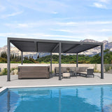PURPLE LEAF Athena Louvered Pergola Outdoor Aluminum Pergola with Adjustable Roof for Deck Backyard Garden Hardtop Gazebo