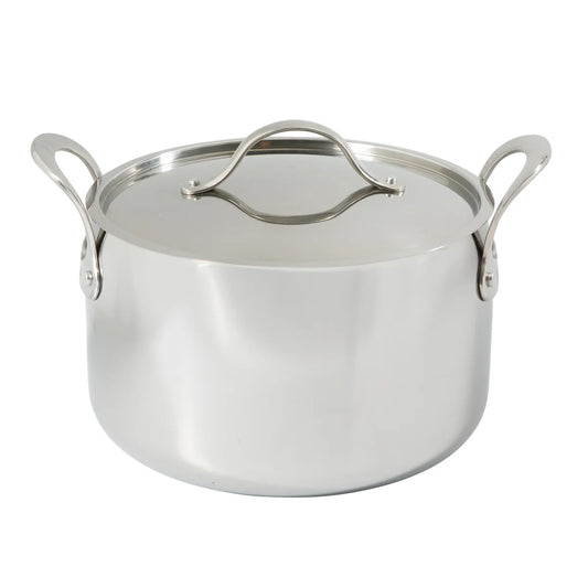 Bloomhouse 8 Quart Tri-Ply Stainless Steel Stock Pot with Lid – Dutch Oven, Oven Safe, Dishwasher Safe