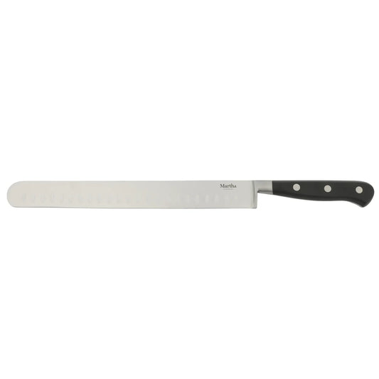 Martha Stewart Carverton 10" Hollow Edge Slicer Knife, High Carbon Stainless Steel Kitchen Knive W/ Black Triple Rivet Handle