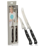 Martha Stewart Carverton 2 Piece Set 5" Tomato Knife and 3" Bird's Beak Knife Set, Bread Carbon Stainless Steel Kitchen Knive W/ Black Triple Rivet Handle