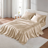 Wrinkle-Free Solid Satin Luxury Sheet Set, Champagne