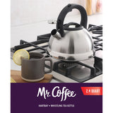 Mr. Coffee Hartbay 2.4 Quart Large Stainless Steel Whistling Tea Kettle