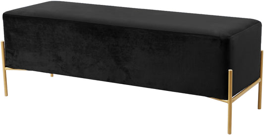 Isla Plush Upholstered Contemporary Bench with Gold Legs - Chic Accent for Bedroom or Dressing Room