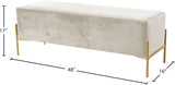 Isla Plush Upholstered Contemporary Bench with Gold Legs - Chic Accent for Bedroom or Dressing Room