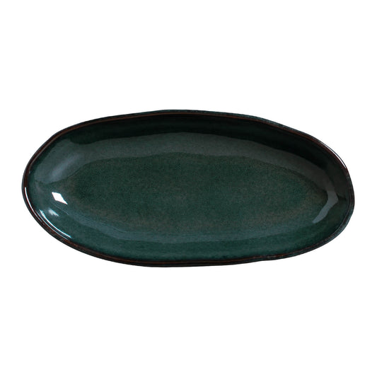 DEEP OVAL PLATTER LARGE ORGANIC STONEWARE Ø 12.6x6.3" OCEANO