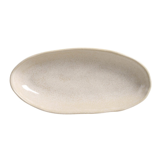 DEEP OVAL PLATTER LARGE ORGANIC STONEWARE Ø 12.6x6.3" LATTE
