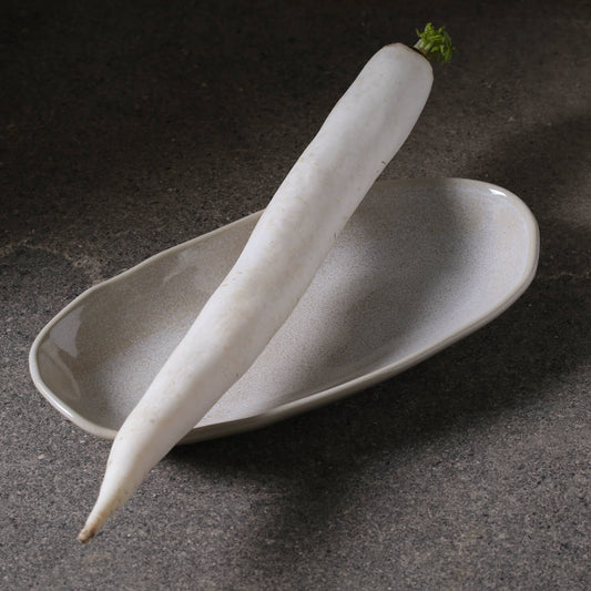 DEEP OVAL PLATTER LARGE ORGANIC STONEWARE Ø 12.6x6.3" LATTE