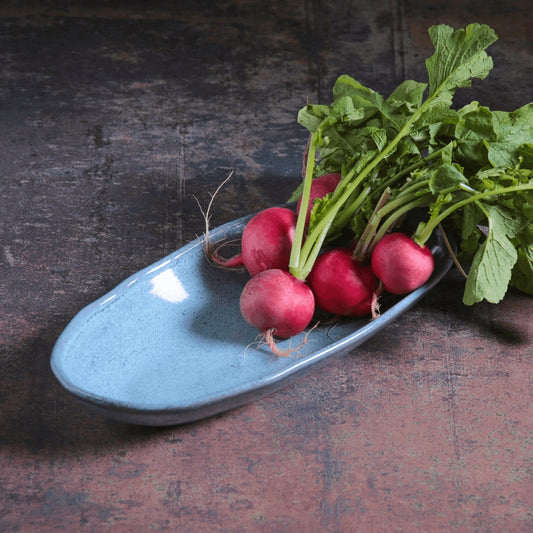 DEEP OVAL PLATTER LARGE ORGANIC STONEWARE Ø 12.6x6.3" BREEZE