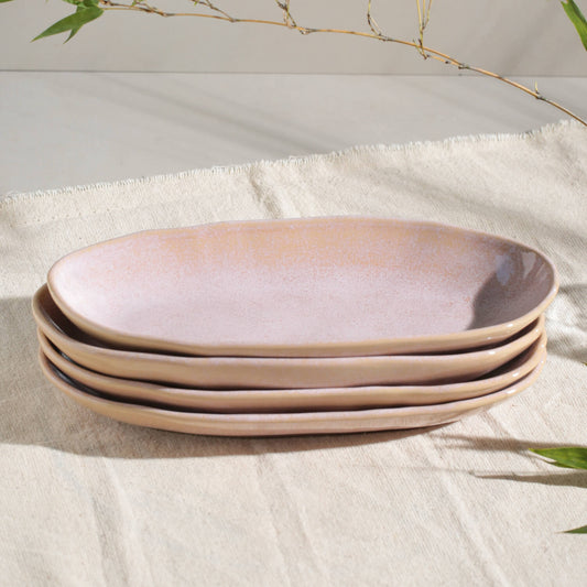 DEEP OVAL PLATTER LARGE ORGANIC STONEWARE Ø 12.6x6.3" LITCHI