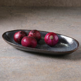 DEEP OVAL PLATTER LARGE ORGANIC STONEWARE Ø 12.6x6.3" TITANIUM