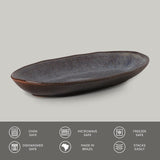 DEEP OVAL PLATTER LARGE ORGANIC STONEWARE Ø 12.6x6.3" TITANIUM