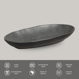DEEP OVAL PLATTER LARGE ORGANIC STONEWARE Ø 12.6x6.3" CHROMIUM
