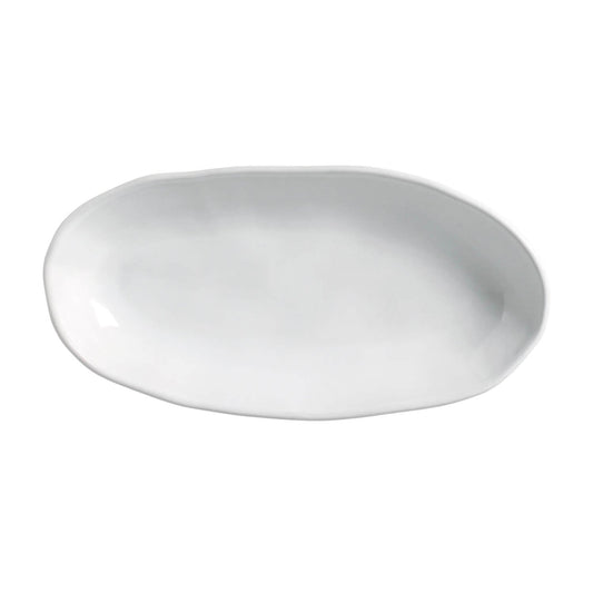 DEEP OVAL PLATTER LARGE ORGANIC STONEWARE Ø 12.6x6.3" NEW WHITE