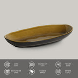 DEEP OVAL PLATTER LARGE ORGANIC STONEWARE Ø 12.6x6.3" AMBER