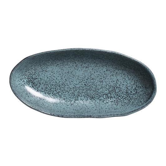 DEEP OVAL PLATTER LARGE ORGANIC STONEWARE Ø 12.6x6.3" NIGHT SKY