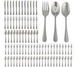 Gibson Home Sinta 87-Piece Stainless Steel Flatware Set with Bead Border Design – Service for 12 Plus Serving Utensils, Polished Silverware, Dishwasher Safe