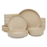 Gibson Elite Pasco 16 Piece (Service for 4) Plates and Bowls Double Bowl Reactive Glaze Dishes Stoneware Ceramic Dinnerware Set