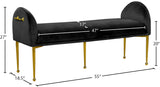 Owen Elegant Velvet Bench with Polished Gold Legs, Chic Design for Bedroom or Entryway Seating