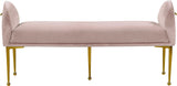 Owen Elegant Velvet Bench with Polished Gold Legs, Chic Design for Bedroom or Entryway Seating