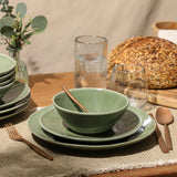 Bloomhouse Montecito Breeze 16 Piece (Service for 4) Double Plates and Bowls Stoneware Reactive Glaze Dinnerware Set