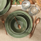 Bloomhouse Montecito Breeze 16 Piece (Service for 4) Double Plates and Bowls Stoneware Reactive Glaze Dinnerware Set