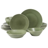 Bloomhouse Montecito Breeze 16 Piece (Service for 4) Double Plates and Bowls Stoneware Reactive Glaze Dinnerware Set