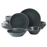 Bloomhouse Montecito Breeze 16 Piece (Service for 4) Double Plates and Bowls Stoneware Reactive Glaze Dinnerware Set