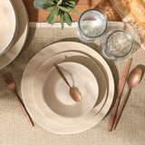 Bloomhouse Montecito Breeze 16 Piece (Service for 4) Double Plates and Bowls Stoneware Reactive Glaze Dinnerware Set