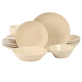 Bloomhouse Montecito Breeze 16 Piece (Service for 4) Double Plates and Bowls Stoneware Reactive Glaze Dinnerware Set