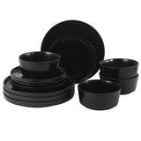 Gibson Home Dempsey Road 12-Piece Stoneware Dinnerware Set – Service for 4, Round Plates and Bowls, Durable Solid Color Modern Embossed Dish Set, Microwave & Dishwasher Safe