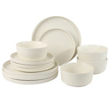 Gibson Home Dempsey Road 12-Piece Stoneware Dinnerware Set – Service for 4, Round Plates and Bowls, Durable Solid Color Modern Embossed Dish Set, Microwave & Dishwasher Safe
