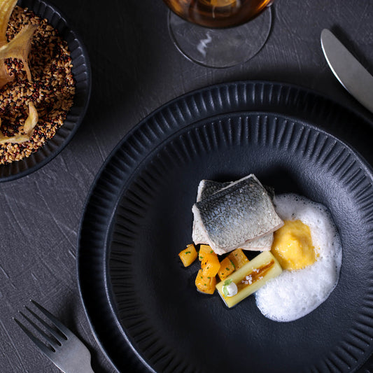LINHAS DESSERT PLATE STONEWARE Ø 8.46" MATTE BLACK 