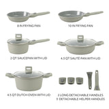 Sur La Table Kitchen Essentials 13 Piece Detachable Handle Pots and Pans Premium PFA Free Premium Ceramic Induction Cookware Set