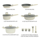 Sur La Table Kitchen Essentials 13 Piece Detachable Handle Pots and Pans Premium PFA Free Premium Ceramic Induction Cookware Set