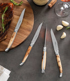Goyon-Chazeau, Set of 4, Laguiole Juniper Wood Steak Knives