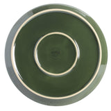 Gibson Elite 12 Piece (Service for 4) Fern Canyon Plates and Bowls Reactive Glaze Modern Coupe Round Dishes Stoneware Ceramic Dinnerware Set - Glossy Green