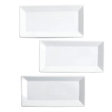 Gibson Home Gracious Dining Dinnerware, 3-Tier Rectangle Plate Serving Set with Gold Metal Stand, White