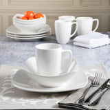 Gibson Home Zen Buffet (Service for 8) 24 Piece Plates and Bowls Porcelain Solid Color Dishes Ceramic Dinnerware Set - White