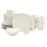 Gibson Home Zen Buffet (Service for 8) 24 Piece Plates and Bowls Porcelain Solid Color Dishes Ceramic Dinnerware Set - White