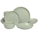 Gibson Home Summer Shades 16 Piece Plates and Bowls Dishes Service for 4 Porcelain Dinnerware Set