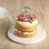 Gibson Elite Ridgehaven 11" Marble Cake Stand, Serving Platter, Charcuterie Board, and Center Piece Home Décor With Glass Lid