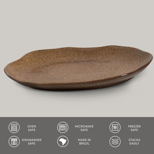 SHALLOW OVAL PLATTER MEDIUM BIO STONEWARE Ø 11.81x7.87" DIJON