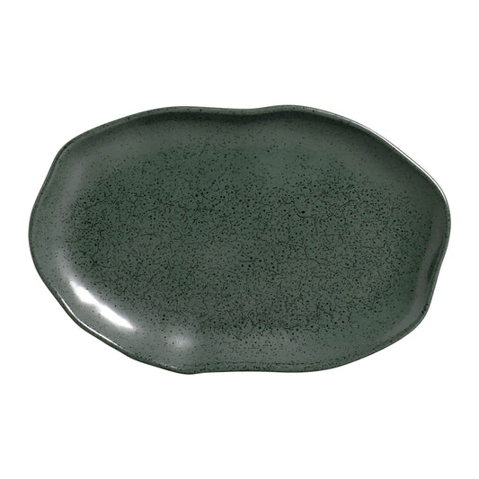 SHALLOW OVAL PLATTER MEDIUM BIO STONEWARE Ø 11.81x7.87" GREENERY